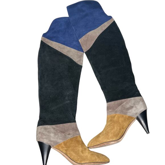 Loeffler Randall Color Block Over The Knee Suede Boots Size 8.5 - Picture 3 of 10